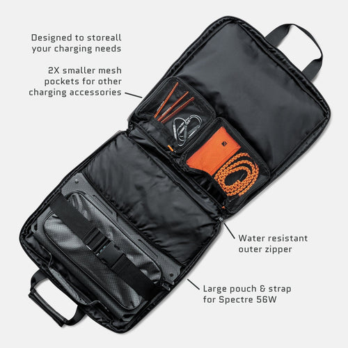 Dark Energy 56W Spectre Accessories Kit, black organizer with large pouch, mesh pockets, water resistant zipper