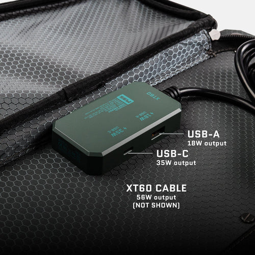Spectre 56W portable charger by Dark Energy with USB-A, USB-C, XT60 56W outputs in mesh case