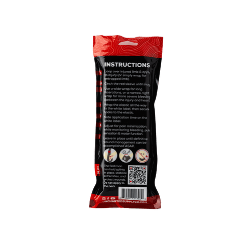 Slishman pressure wrap packing showing the back of the package