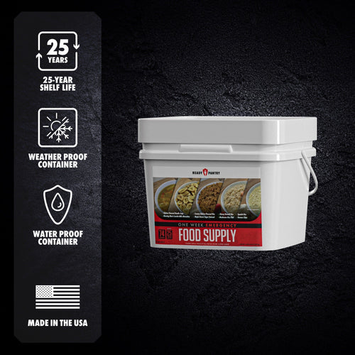 One Week Food Supply emergency food kit by ReadyPantry, 25-year shelf life, weather and waterproof bucket