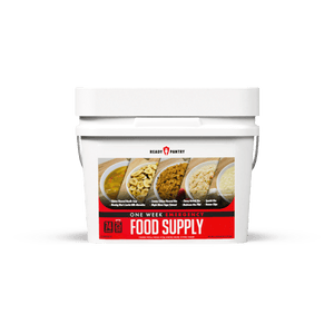ReadyPantry One Week Food Supply, white emergency food bucket with meals for 7 days, 74 servings, 25-year shelf life