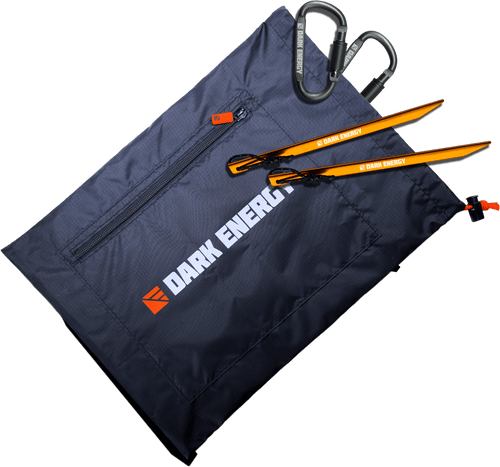Dark Energy Spectre Accessory Kit Folding: ripstop utility pouch, carabiners, tent stakes for outdoor gear