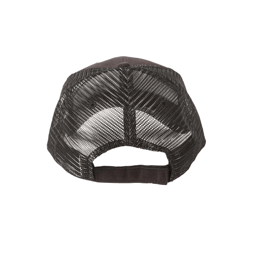 Founder's Hat, black trucker cap with mesh back and adjustable strap, back view