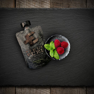 Sustain Energy Blend Raspberry Mint pouch by Essential Provisions, with fresh berries and mint