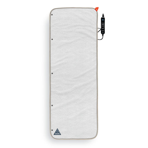 Ignik Flipside Heated Bed Cover Fleece with control unit showing 90 degrees, portable heated pad