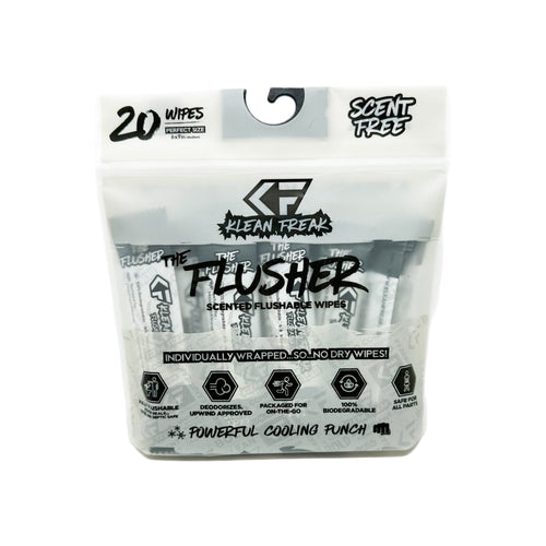 Klean Freak The Flusher 20 pack scent free cooling flushable wipes, individually wrapped