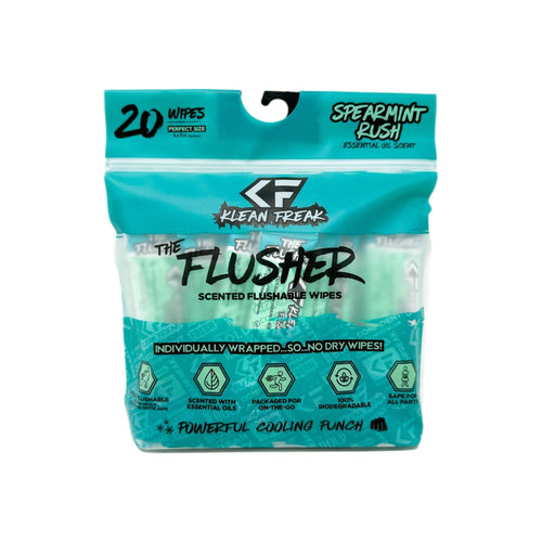Klean Freak The Flusher 20 pack spearmint rush flushable wipes, individually wrapped, biodegradable