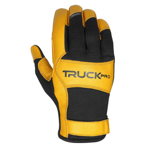 TRUCK WG Work Glove, yellow and black leather-reinforced utility glove