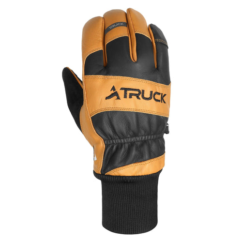 TRUCK M1 PRO tan and black leather winter glove with ribbed cuff