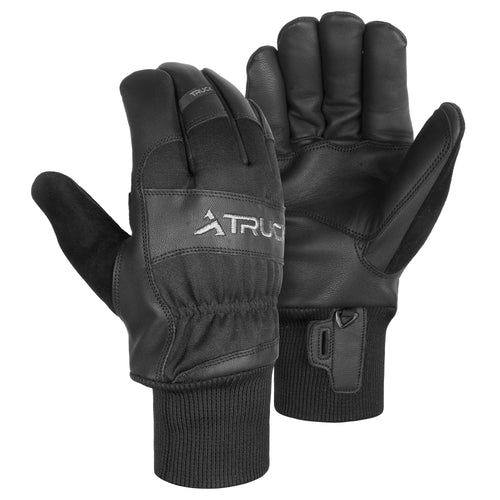TRUCK M1 black utility gloves, leather & fabric construction, knit cuffs, D-ring