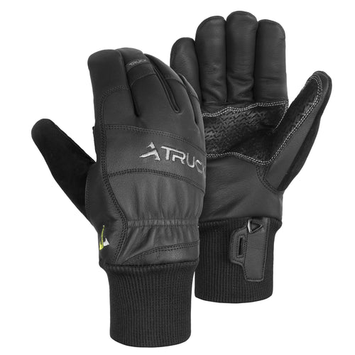 M1 PRO black leather gloves by TRUCK, with ribbed cuffs and textured palms for work