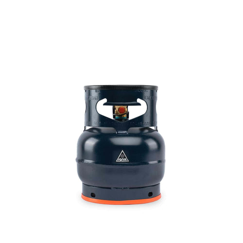 Ignik Gas Growler 3.8 Deluxe, dark blue refillable propane tank with orange base and visible valve