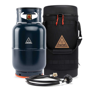 Ignik Outdoors Gas Growler X Deluxe portable propane tank kit with hose and black carry bag