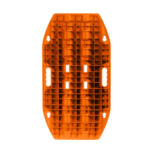 MAXTRAX JaxBase orange traction board for vehicle recovery, textured grid, multiple handles