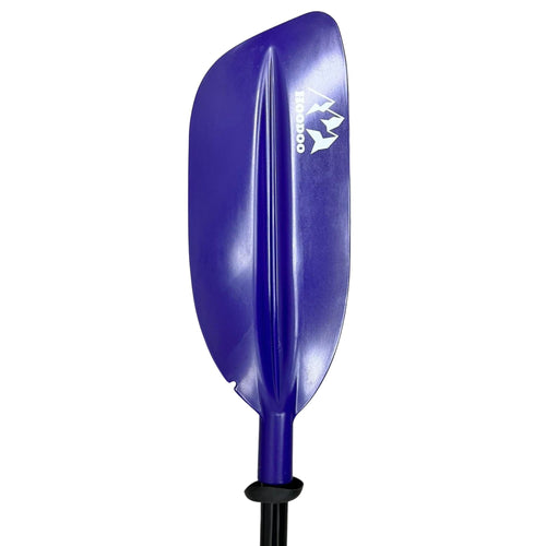 Hoodoo Kayak Paddle with blue blade and white Hoodoo logo, ideal for kayaking