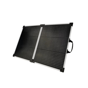 100W LW Solar Panel 12V, a black folding portable solar panel by Lion Energy Staging