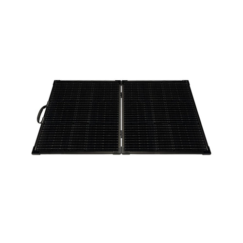 100W LW Solar Panel 24V by Lion Energy Staging, black portable foldable solar panel