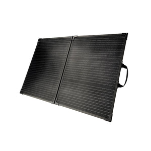 Lion Energy Staging 100W LW Solar Panel 24V, black foldable portable solar panel with handle