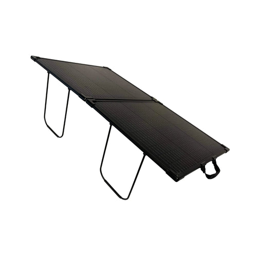 100W LW Solar Panel 24V, a black portable solar panel with kickstands and a handle