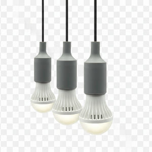 Lion Energy Staging 3 LED Light Bulb String with three illuminated hanging bulbs and grey holders