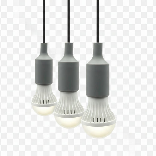 Lion Energy Staging 3 LED Light Bulb String with three illuminated hanging bulbs and grey holders