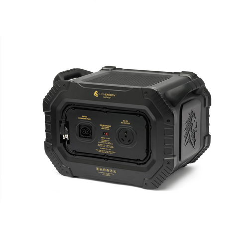 Lion Safari portable power station, rugged dark gray solar generator with multiple input/output ports