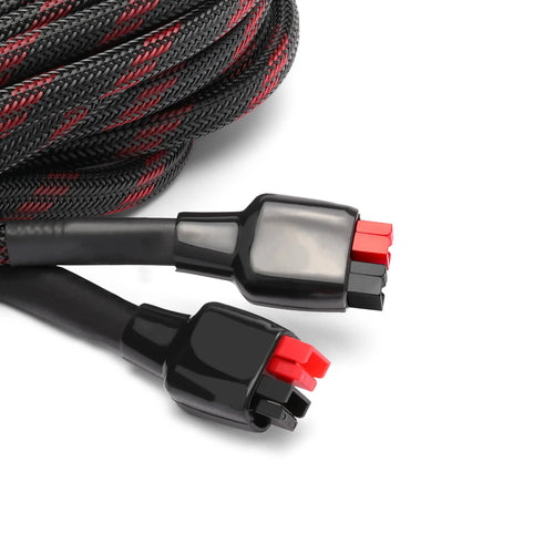 Lion Energy Staging 25' Solar Extension Cable, black/red braided, with black connectors and red terminals