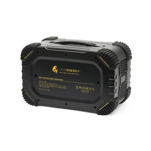 RECERTIFIED - Lion Summit solar generator, black portable power station with rugged design and yellow accents