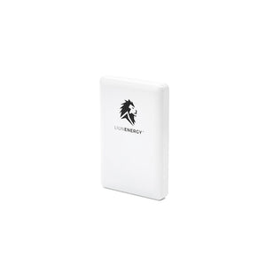 Lion Claw portable power bank by Lion Energy Staging, white with black lion logo