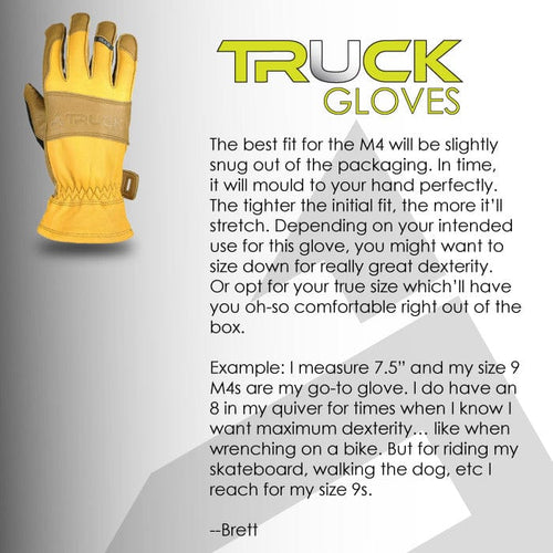 TRUCK M4 durable yellow leather work glove with elasticized wristband