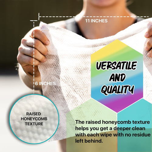 Klean Freak Body Wipes, 11x6 inches, with raised honeycomb texture for a deep clean