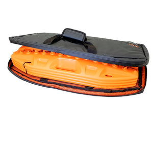 MAXTRAX Mini Carry Bag by Adventure Imports, open revealing orange recovery boards for off-road gear storage