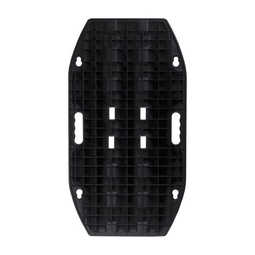 MAXTRAX JaxBase black plastic off-road recovery jack base with a grid pattern and attachment points