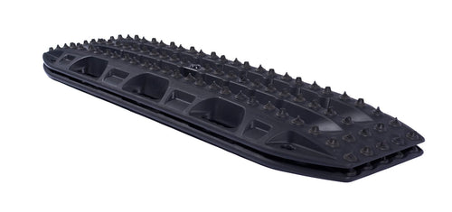 Adventure Imports MAXTRAX XTREME Black Recovery Board, a durable off-road traction device with aggressive cleats, shown stacked