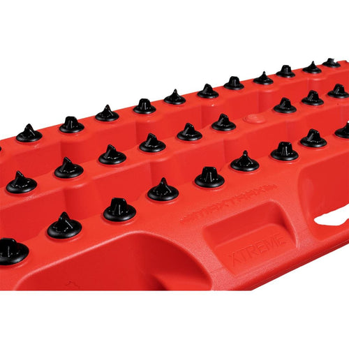 Adventure Imports MAXTRAX XTREME Red Recovery Boards with black traction cleats for off-road use