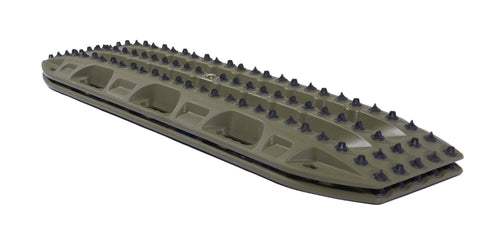 MAXTRAX Xtreme Olive Drab Recovery Boards by Adventure Imports, stacked off-road traction mats with black studs