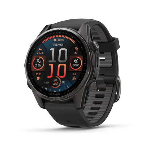 Garmin fēnix® 8 black smartwatch fitness watch with digital display and silicone strap