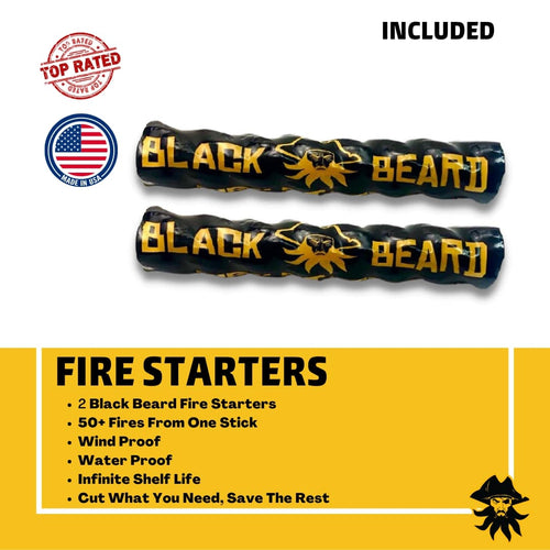 Black Beard Fire Starters kit, 2 top-rated waterproof Made in USA emergency sticks