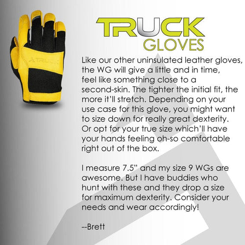 TRUCK WG Work Glove, yellow and black uninsulated leather glove