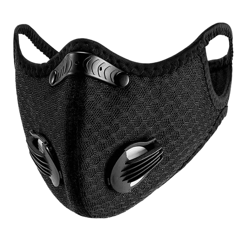 RZ Mask Air Filtration Mask, black mesh, with dual ventilation valves and adjustable nose clip