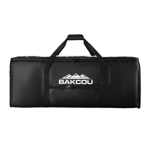 Bakcou Insulated Cooler/Gear Bag, large black horizontal duffel with carry handles and prominent Bakcou logo