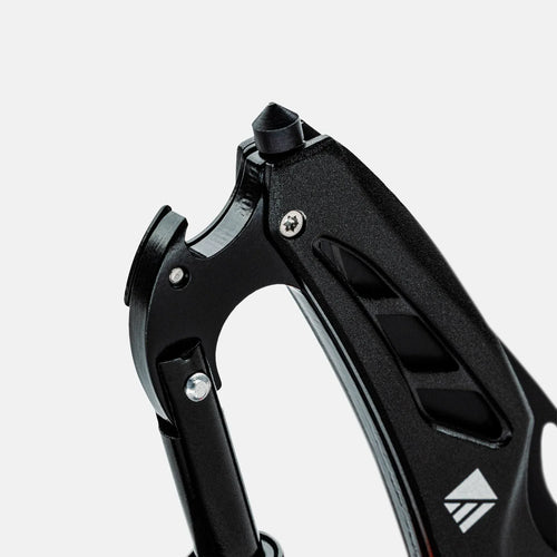 Carabiner Pro multi-tool by Dark Energy, black with glass breaker and bottle opener