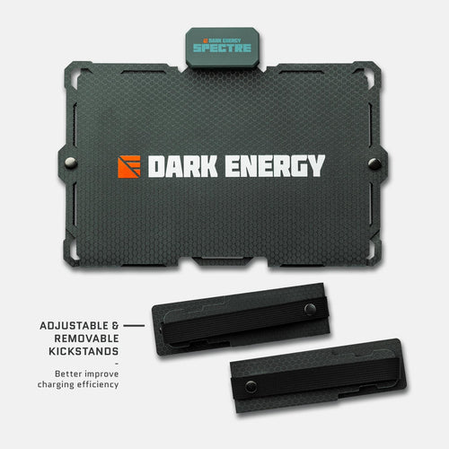 Dark Energy Spectre 18W portable solar panel with adjustable, removable kickstands for improved charging efficiency