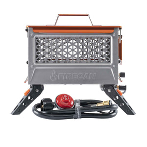 FireCan Elite Fire Pit by Ignik, a compact portable gas fire pit with hose and regulator
