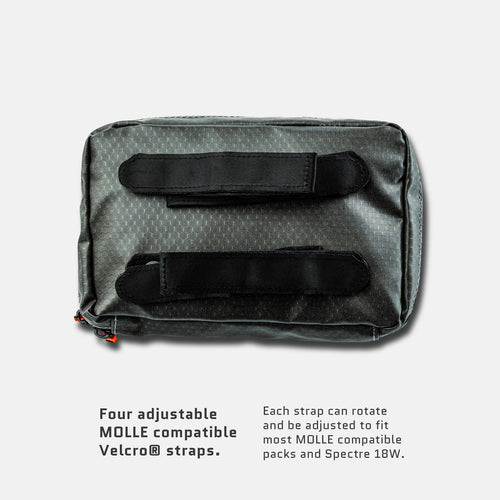 Dark Energy MOLLE Pouch with four adjustable black Velcro straps for tactical gear attachment