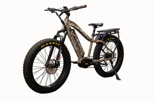 Bakcou Mule camo fat-tire hunting e-bike with a rear rack