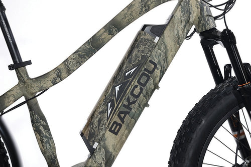 Mule Bakcou camo electric fat tire bike with thick tires for rugged terrain