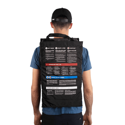 Person wearing the seventy2 survival system insert