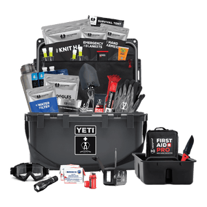 Basecamp 30L survival kit with all components sticking out