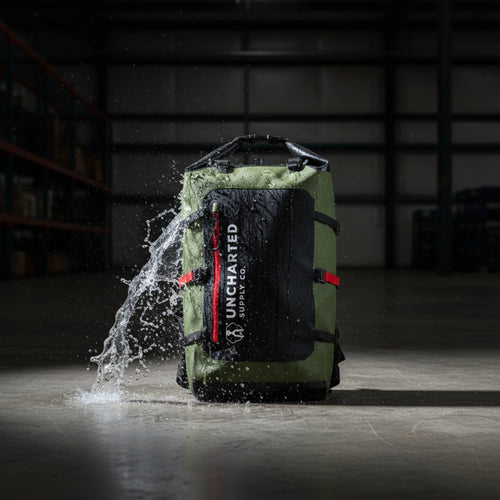 Water splashing on to our olive seventy2.0 shell